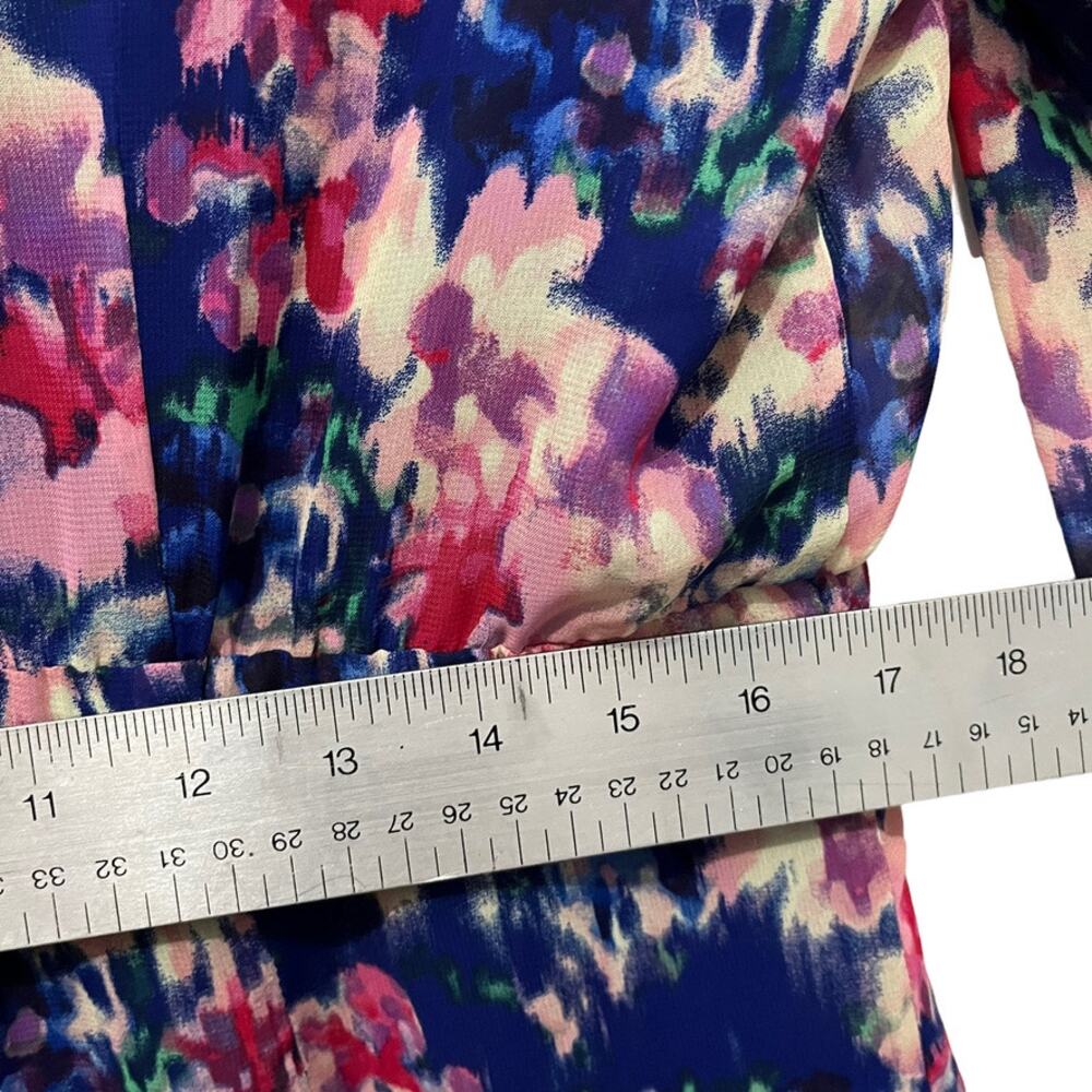 Julia Jordan Dress Floral Chiffon Women Size 16 New NWT Blue Pink V-Neck Flirty - Picture 14 of 16
